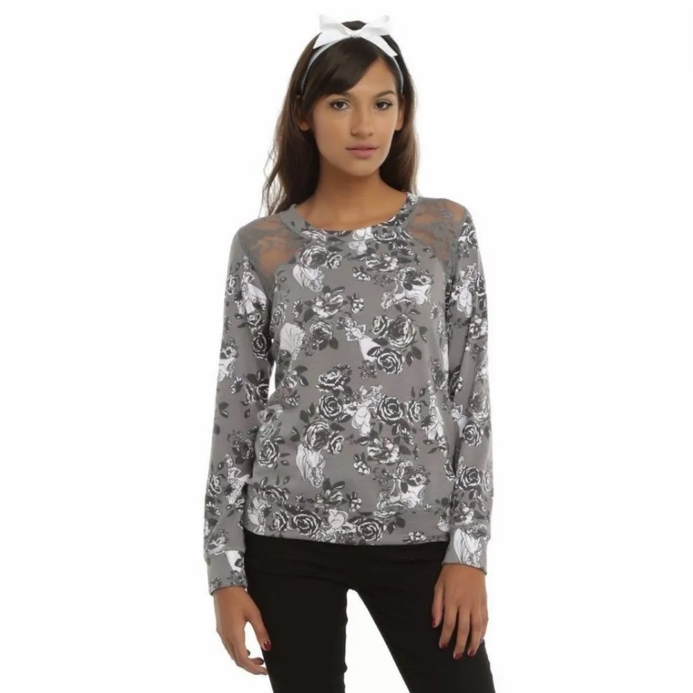Disney Princesses Floral Sweater NWT JRS SM